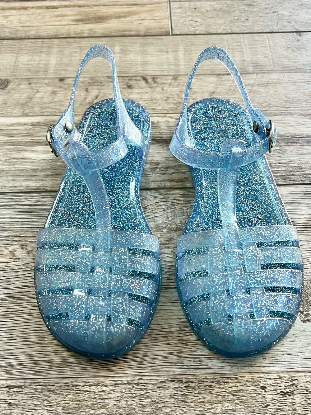 Old Navy Girls Blue Sparkly Jelly Shoes Size 1